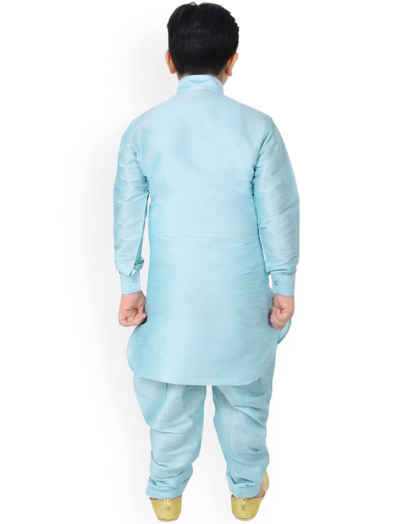 Navy Blue Kurta Dhupion Silk Payjama main image 1