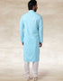 Sky Blue Kurta Hand Loomed In Rich Yarns Of Cotton Chudidaar Closure View