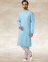 Sky Blue Kurta Hand Loomed In Rich Yarns Of Cotton Chudidaar