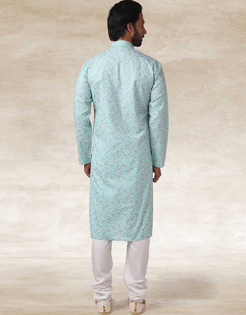 Green Kurta Hand Loomed In Rich Yarns Of Cotton Chudidaar Closure View