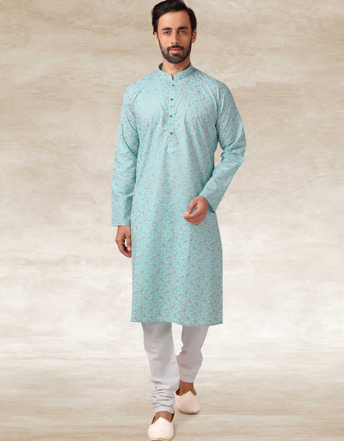 Green Kurta Hand Loomed In Rich Yarns Of Cotton Chudidaar