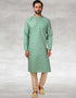 Green Kurta Hand Loomed In Rich Yarns Of Cotton Chudidaar