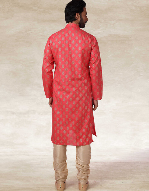 Dark Pink Kurta Hand Loomed In Rich Yarns Of Cotton Chudidaar Closure View