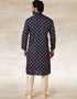 Navy Blue Kurta Hand Loomed In Rich Yarns Of Cotton Chudidaar Closure View