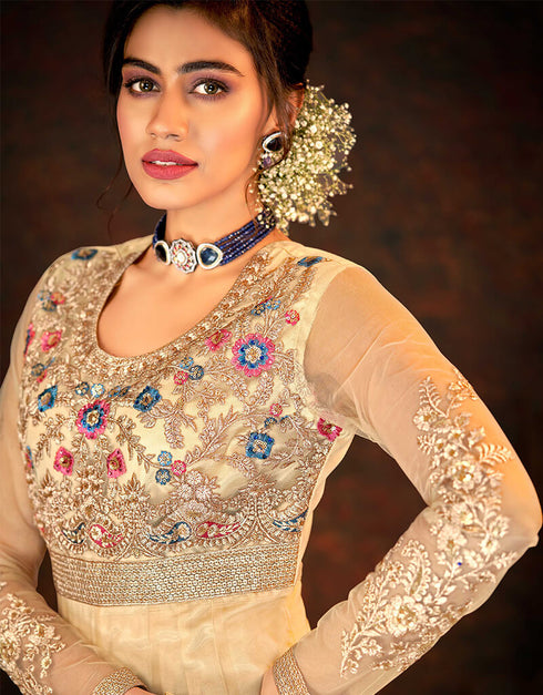 Chiku Butterfly Net Anarkali Suit Closure View