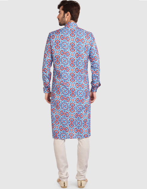 Blue Kurta Cotton Chudidaar Closure View