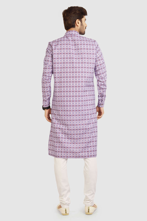Light Purple Kurta Cotton Chudidaar Closure View