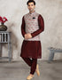 Maroon 3 Pcs Jacket Set Banarasi Silk Churidar