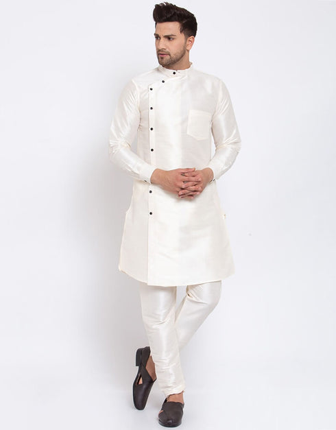 White Kurta Dhupion Silk Chudidaar