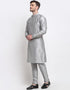 Gray Kurta Dhupion Silk Chudidaar Closure View