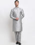 Gray Kurta Dhupion Silk Chudidaar