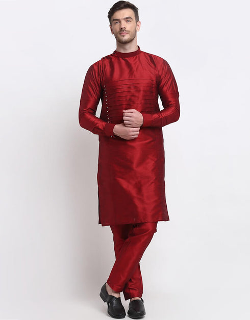 Maroon Kurta Dhupion Silk Chudidaar