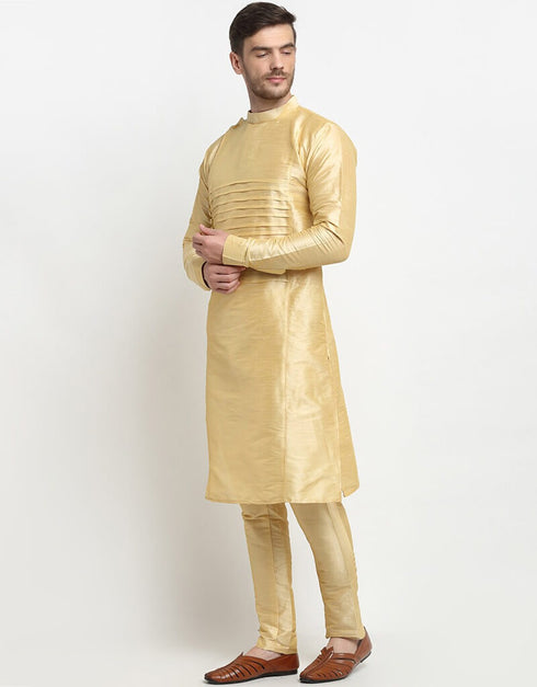 Cream Kurta Dhupion Silk Chudidaar Closure View