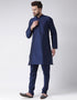 Navy Blue Kurta Dhupion Silk Chudidaar Closure View