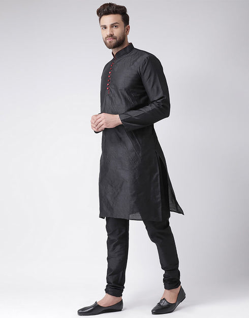 Black Kurta Dhupion Silk Chudidaar Closure View