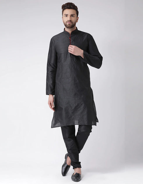 Black Kurta Dhupion Silk Chudidaar