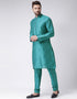 Rama Green Kurta Dhupion Silk Chudidaar Closure View