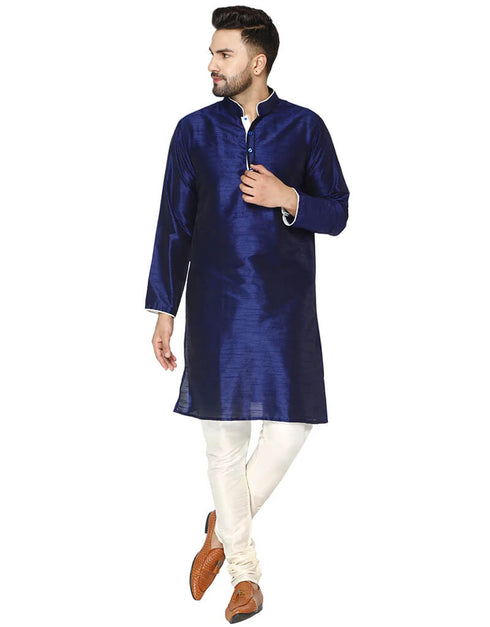 Navy Blue Kurta Dhupion Silk Chudidaar