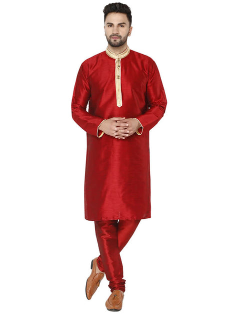 Maroon Kurta Dhupion Silk Chudidaar