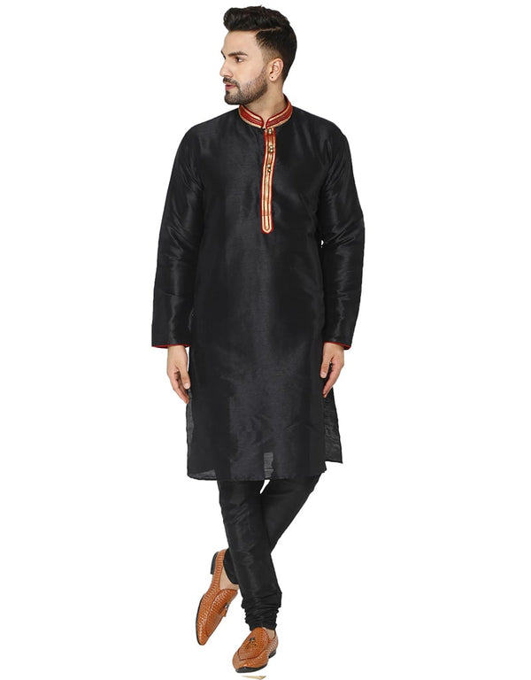 Black Kurta Dhupion Silk Chudidaar