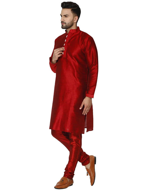 Maroon Kurta Dhupion Silk Chudidaar Closure View