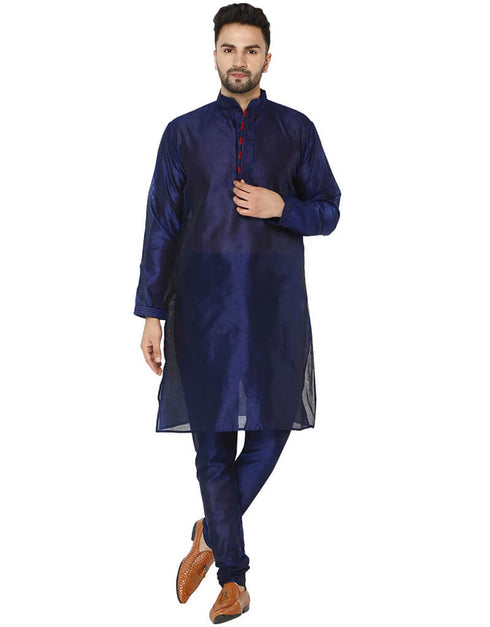 Navy Blue Kurta Dhupion Silk Chudidaar