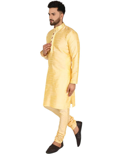 Cream Kurta Dhupion Silk Chudidaar Closure View