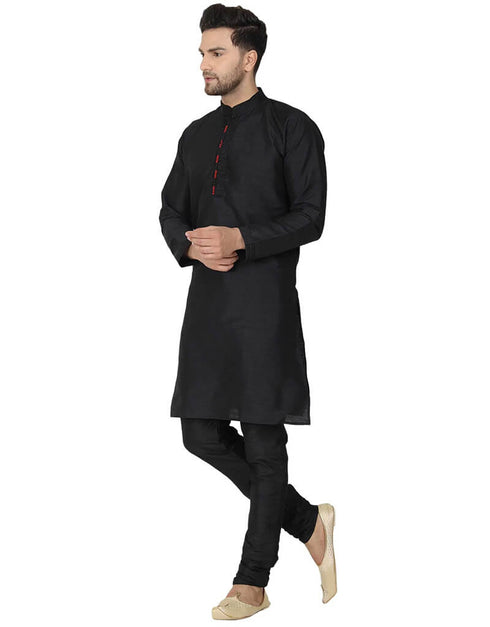 Black Kurta Dhupion Silk Chudidaar Closure View