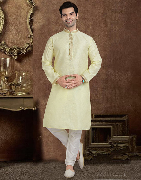 LEMON Kurta JAQURD Silk Brocade Churidar
