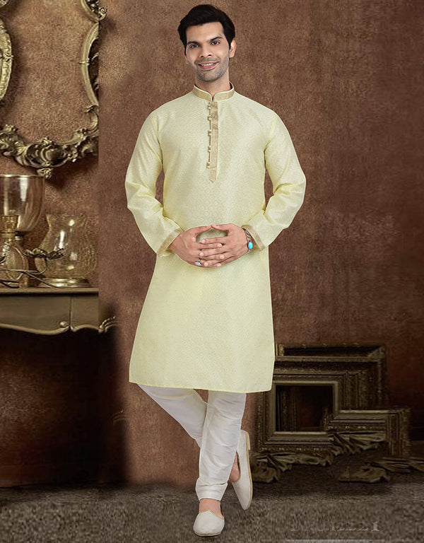 LEMON Kurta JAQURD Silk Brocade Churidar
