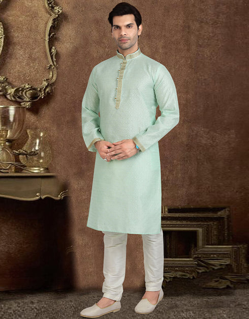 PISTA GREEN Kurta JAQURD Silk Brocade Churidar