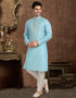 SKY BLUE Kurta JAQURD Silk Brocade Churidar
