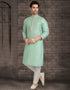 GREEN Kurta JAQURD Silk Brocade Churidar