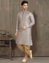CREAM Kurta PRINT ON Banarasi Silk PESHAWARI