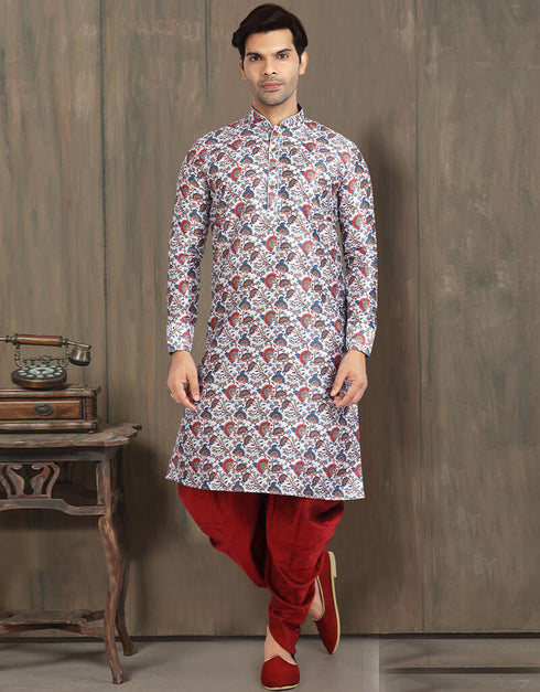 MULTI Kurta PRINT ON Banarasi Silk PESHAWARI