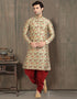 GREEN Kurta PRINT ON Banarasi Silk PESHAWARI