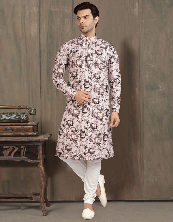 LIGHT BROWN Kurta COTTON PRINTED FABRIC CHUDIDAR