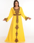 Trendy Yellow Georgette Hand Embroidery Party Wear Kaftan
