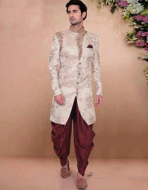 Rose Gold Kurta Jacquard Dhoti