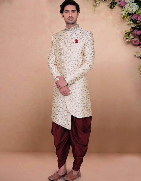 Cream Kurta Silk Dhoti
