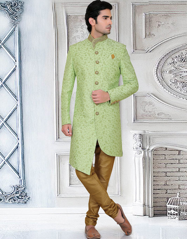 Pista Kurta Silk Chudidaar