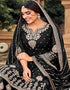 Black Heavy Fox Georgette Sharara Salwar Suits Back View