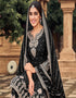 Black Heavy Fox Georgette Sharara Salwar Suits Closure View