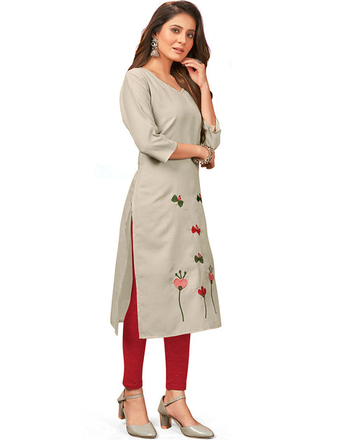 Silver Handloom Slab Chudidar Kurti Closure View