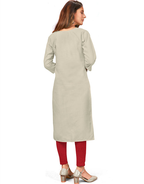 Silver Handloom Slab Chudidar Kurti Back View