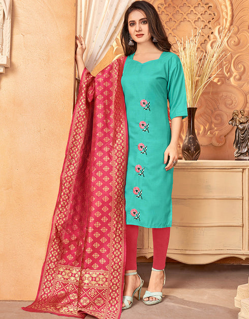 Sky Blue Handloom Slab Chudidar Kurti