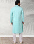 Sea Green Stright Kurta Handloomed In Rich Yarns Of Cotton Churidar Closure View