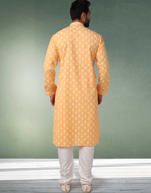 Multi Stright Kurta Handloomed In Rich Yarns Of Cotton Churidar Closure View