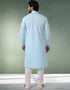 Sky Blue Stright Kurta Handloomed In Rich Yarns Of Cotton Churidar Closure View