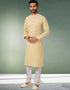 Lemon Stright Kurta Handloomed In Rich Yarns Of Cotton Churidar